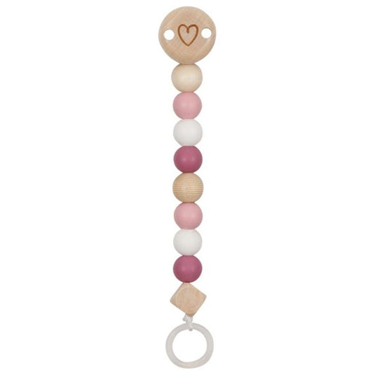 Goki fopspeenketting - hart roos - l21cm - hout