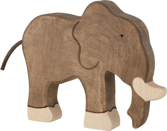 Holztiger olifant. 19 cm.