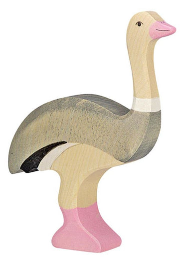 Holztiger struisvogel. 12 cm.