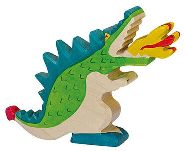 Holztiger draak, groen. 19 cm.