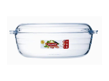 Arcuisine schaal met deksel ovaal glas 3l