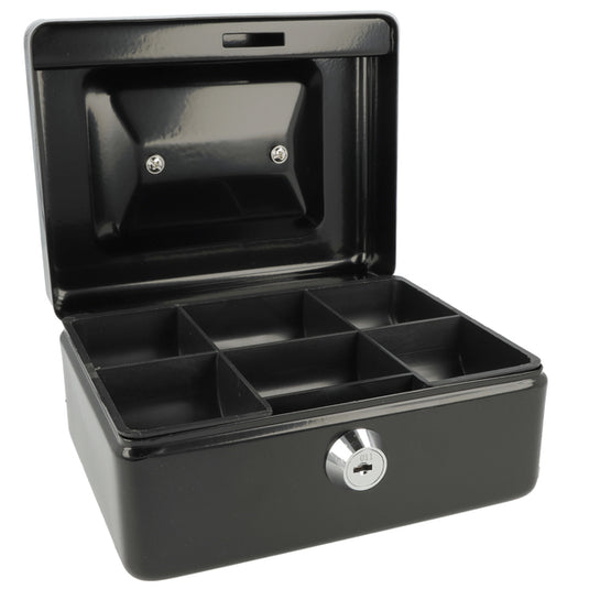 Westcott ac-e51000-zw geldkist 152x120x79mm zwart, kunststof inzet met 6 vakken