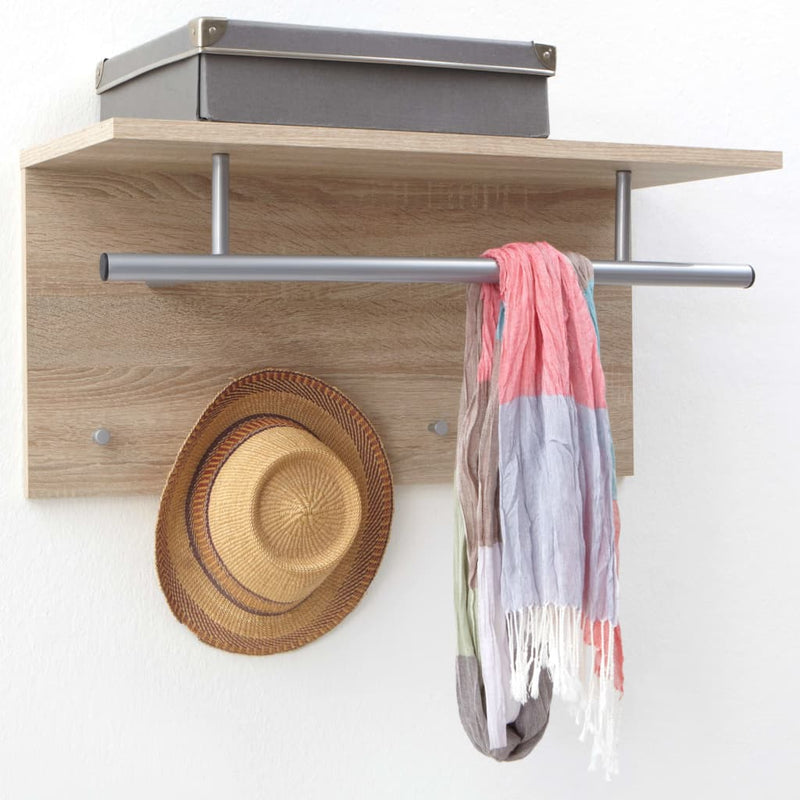 Afbeelding laden in galerijviewer, FMD FMD Wandkapstok 72x29,3x34,5 cm eikenkleurig
