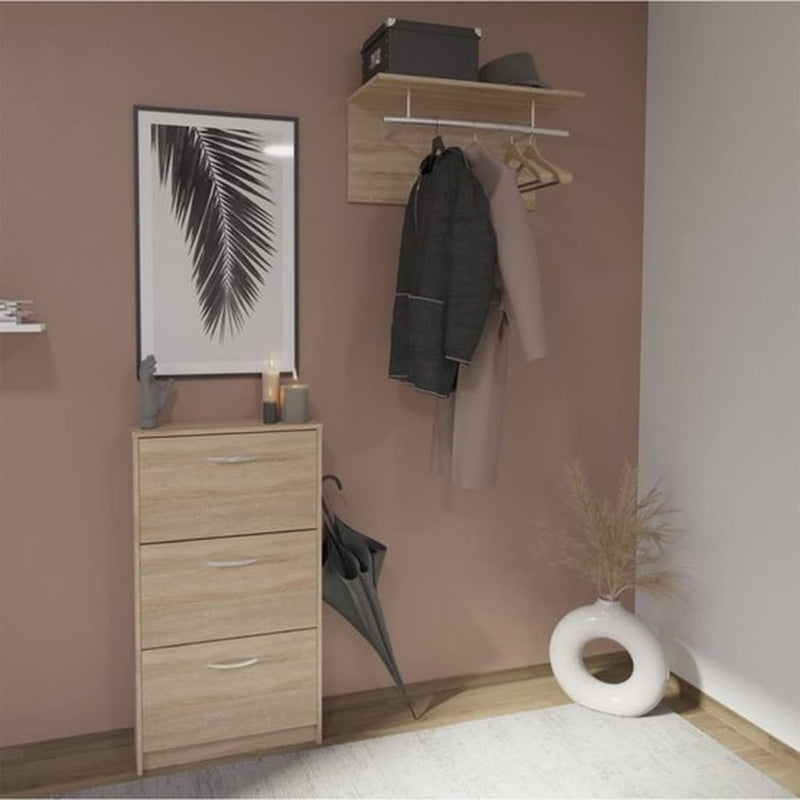 Afbeelding laden in galerijviewer, FMD FMD Wandkapstok 72x29,3x34,5 cm eikenkleurig
