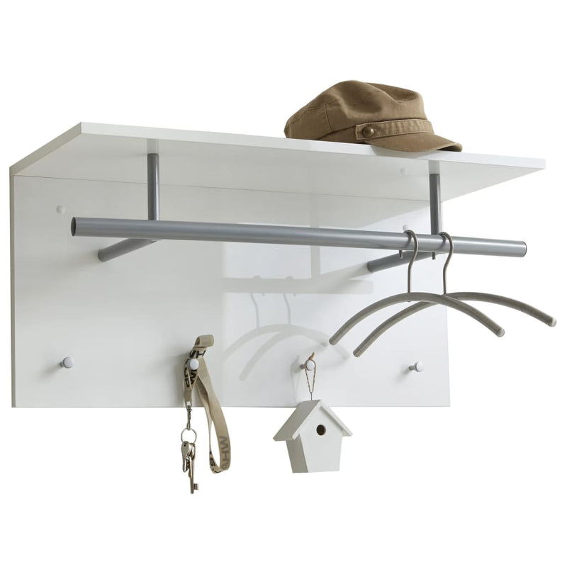 Afbeelding laden in galerijviewer, Fmd fmd wandkapstok 72x29,3x34,5 cm hoogglans wit

