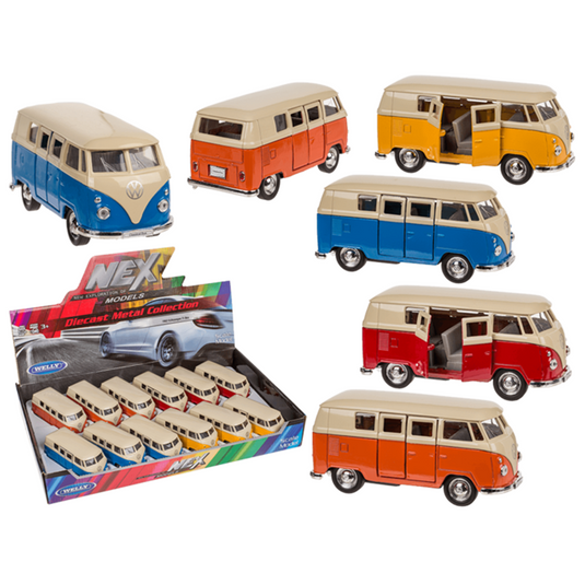 Dsp modelauto met pull-back. vw t1 bus | 12 stuks