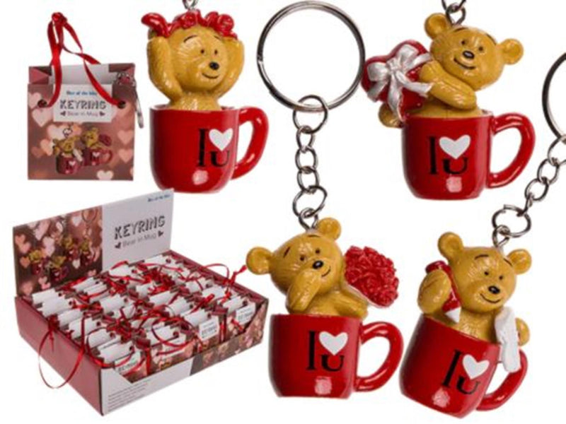 Afbeelding laden in galerijviewer, Ootb beer in mok sleutelhanger polyresin 4cm in cadeauzakje
