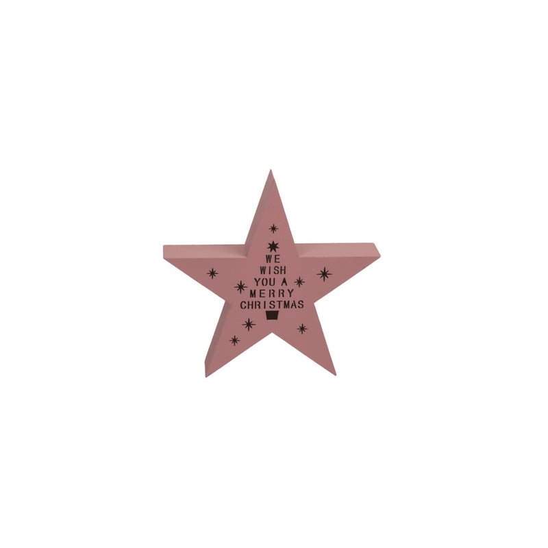 Afbeelding laden in galerijviewer, Ootb led staande ster hout roze incl. batterijen 18x4x17cm
