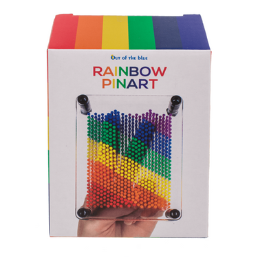 Pin art regenboog. ca. 12x9 cm. kunstof.