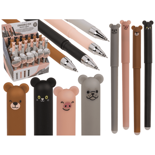 Dsp uitwisbare pen dieren, 14 cm. 4 ass.
