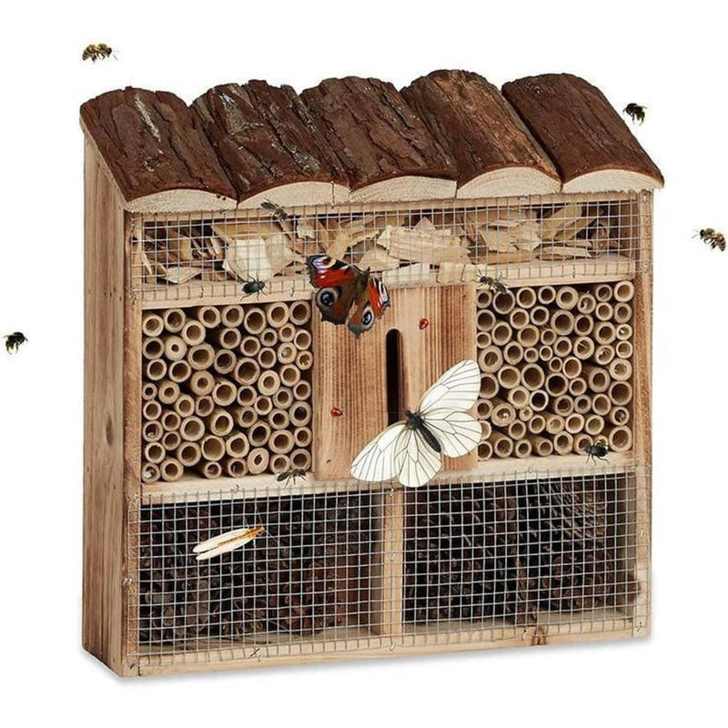 Afbeelding laden in galerijviewer, HI HI Insectenhotel 30x9,5x30 cm hout naturel

