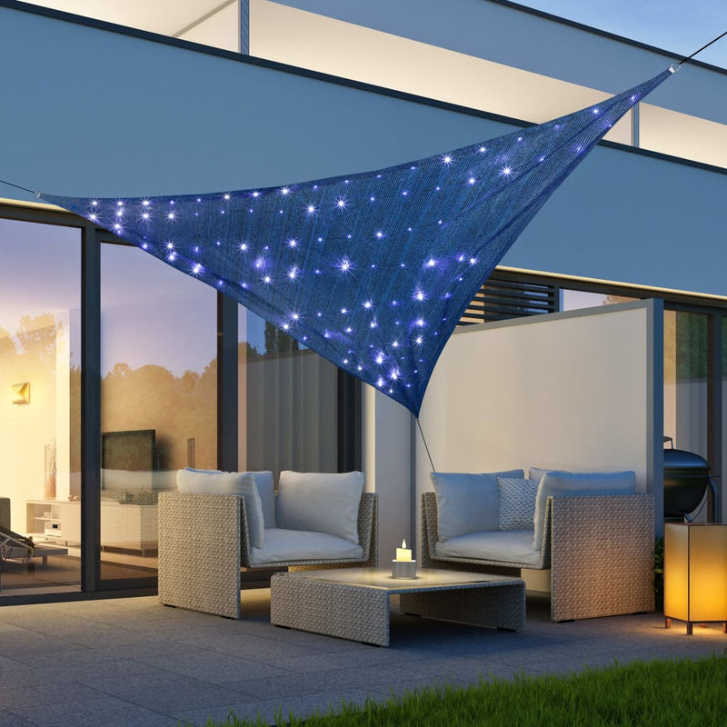 Afbeelding laden in galerijviewer, HI HI Zonnezeil met 100 LED 3x3x3 m blauw
