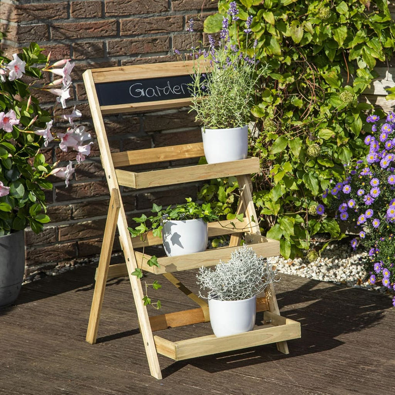 Afbeelding laden in galerijviewer, HI HI Plantenrek 3-laags inklapbaar hout
