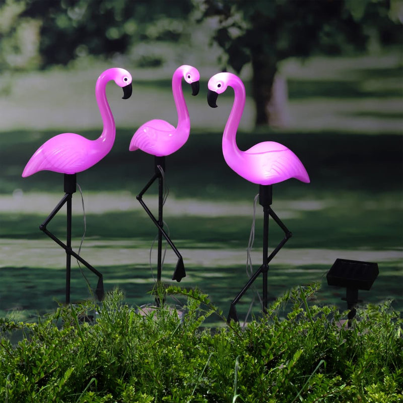 Afbeelding laden in galerijviewer, Hi grondpinnen 3 st solar led flamingo
