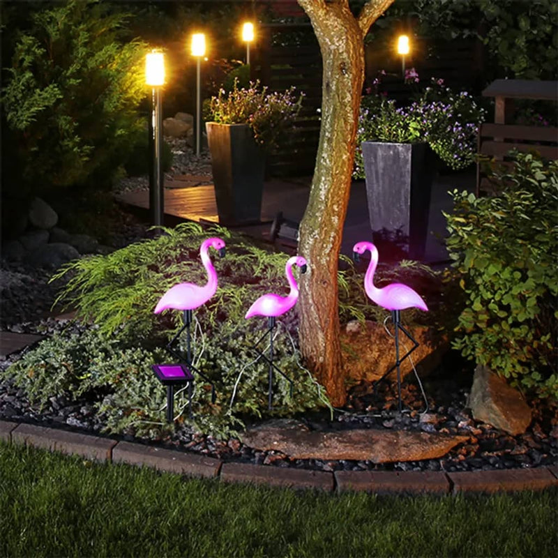 Afbeelding laden in galerijviewer, Hi grondpinnen 3 st solar led flamingo
