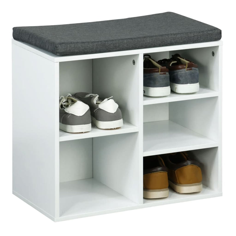 Afbeelding laden in galerijviewer, Hi schoenenrek met kussen 51,5x29x48 cm wit
