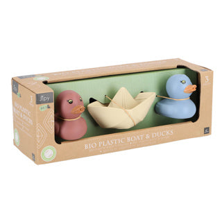 Jipy bioplastic set 2 badeendjes en 1 bootje assorti | 4 stuks