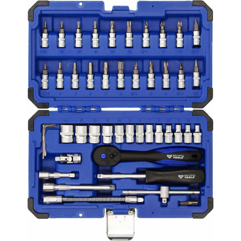 Afbeelding laden in galerijviewer, BRILLIANT TOOLS BRILLIANT TOOLS 45-delige Doppenset 1 4 staal
