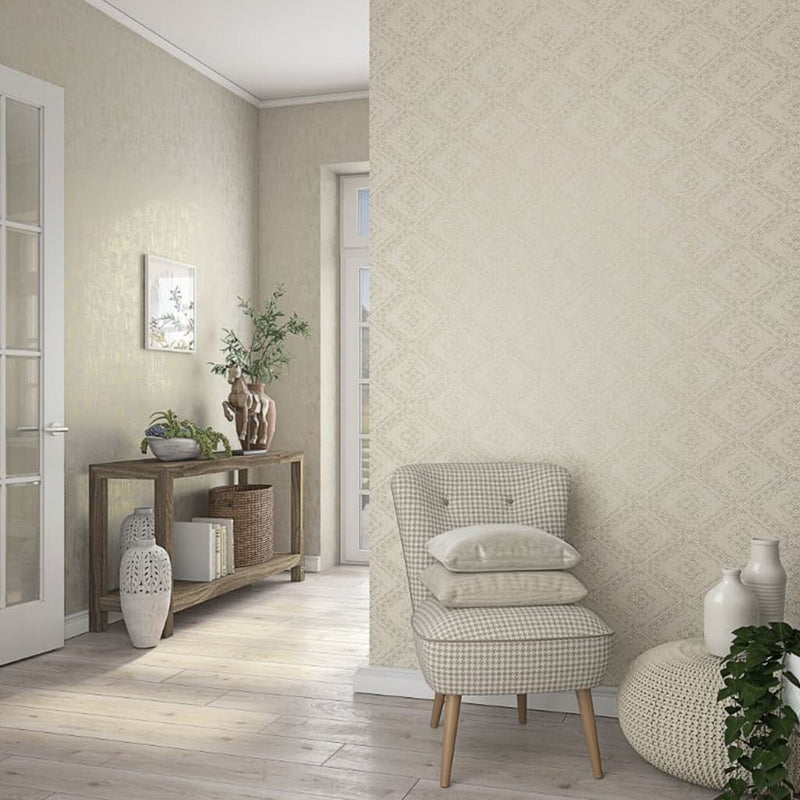 Afbeelding laden in galerijviewer, Noordwand behang topchic tone on tone diamonds metallic beige
