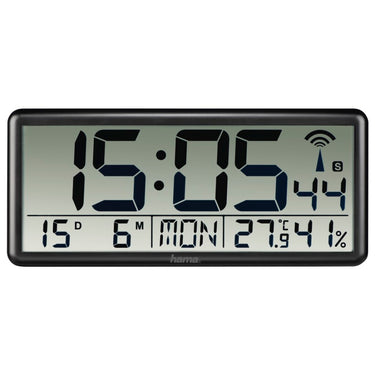 Hama digitale radiogestuurde wandklok jumbo zwart