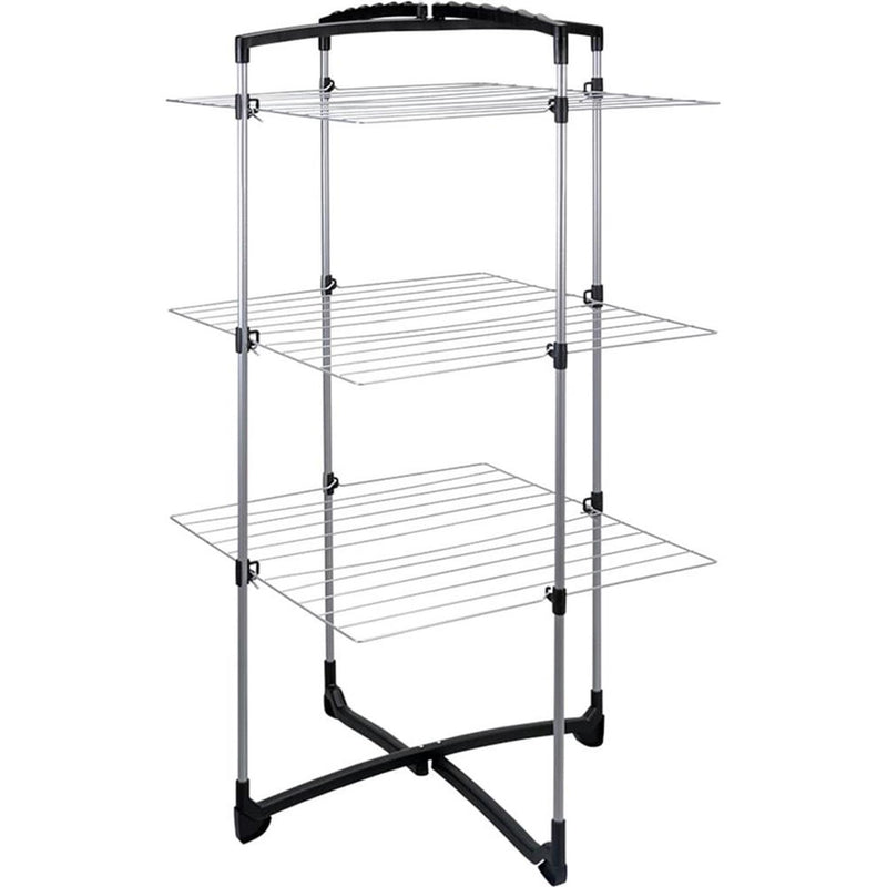 Afbeelding laden in galerijviewer, Metaltex tomado - droogtoren fortino 3 - 25 meter drooglengte - ook voor kledinghangers - half geopend te gebruiken
