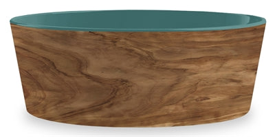 Afbeelding laden in galerijviewer, Tarhong voerbak hond olive melamine houtprint teal zeegroen
