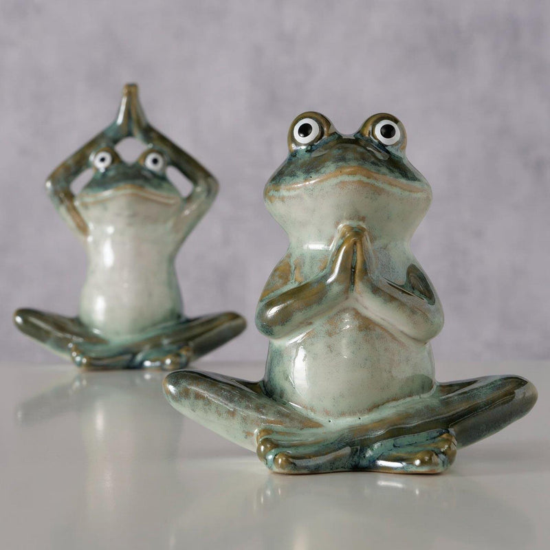 Afbeelding laden in galerijviewer, Boltze home figuur steffo kikker 11,5x7,5x14cm 2 assorti
