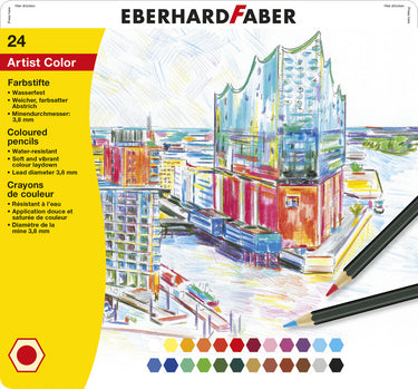 Eberhard faber ef-516124 kleurpotloden metaaletui a 24 stuks