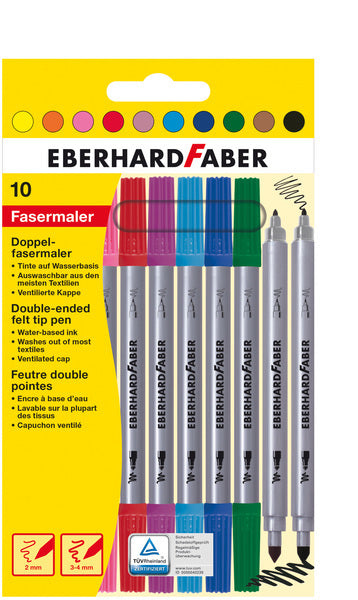 Afbeelding laden in galerijviewer, Eberhard faber ef-550010 viltstiften duo 0,8+1-3mm assorti etui à 10stuks
