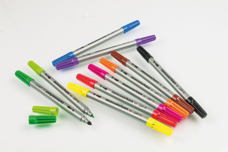 Afbeelding laden in galerijviewer, Eberhard faber ef-550010 viltstiften duo 0,8+1-3mm assorti etui à 10stuks
