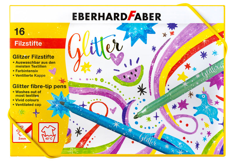 Afbeelding laden in galerijviewer, Eberhard faber ef-551016 viltstiften glitter doos 16 kleuren

