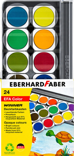 Afbeelding laden in galerijviewer, Eberhard faber verfdoos - winner - 24 kleuren - inclusief mengpalet - ef-578324
