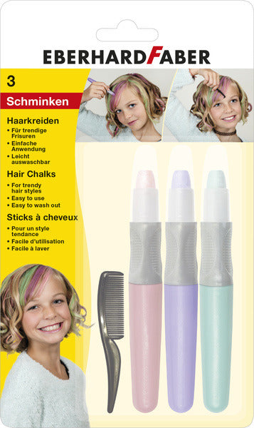 Afbeelding laden in galerijviewer, Eberhard faber ef-579202 haarkrijt 3 stuks roze, paars, turquoise
