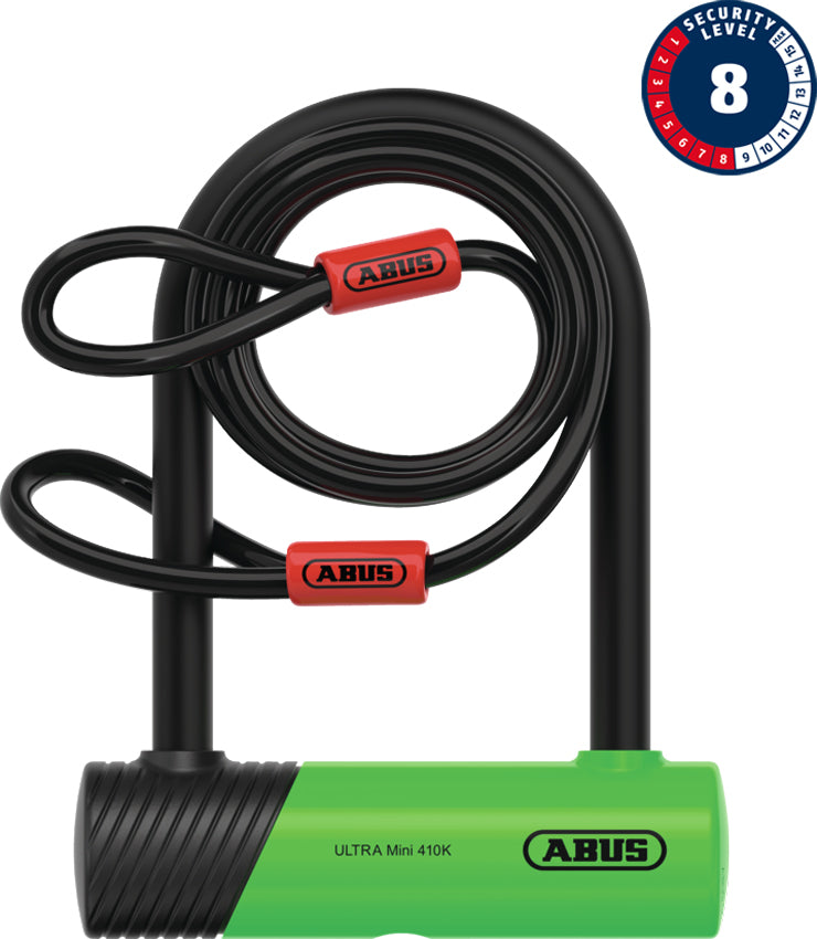 Afbeelding laden in galerijviewer, Abus ultra mini 410k 150hb140 u-lock incl. cobra loop cable and sh bracket
