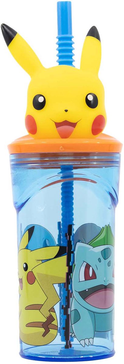 Afbeelding laden in galerijviewer, Pokémon 3d drinkfles met rietje , 360ml
