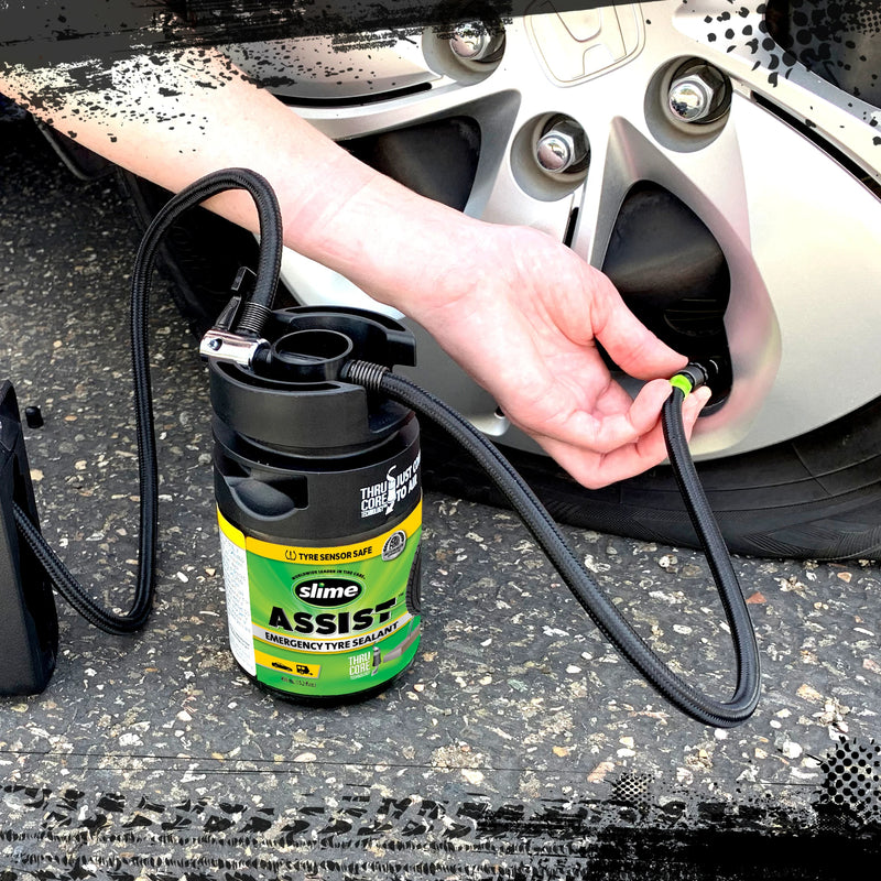 Afbeelding laden in galerijviewer, Slime assist noodafdichtmiddel voor banden 450 ml navulling smart repair plus set
