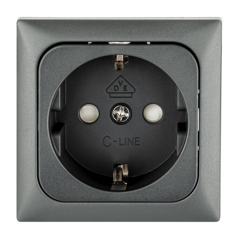 Afbeelding laden in galerijviewer, C-line wandcontactdoos camper en caravan 230 volt antraciet
