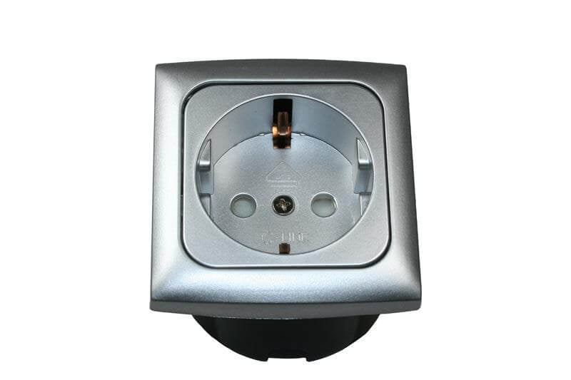Afbeelding laden in galerijviewer, C-line wandcontactdoos met opal afdekraam zilver

