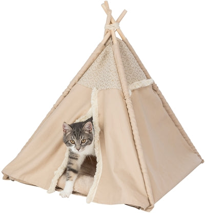 Afbeelding laden in galerijviewer, Trixie kattenmand tipi boho beige
