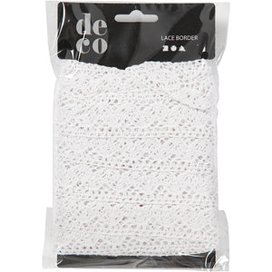 Creotime gehaakt kanten lint, b: 30 mm, 10 m, wit