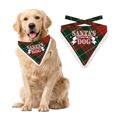 Afbeelding laden in galerijviewer, Plenty gifts Kerst bandana santa's favourite dog ruit rood groen
