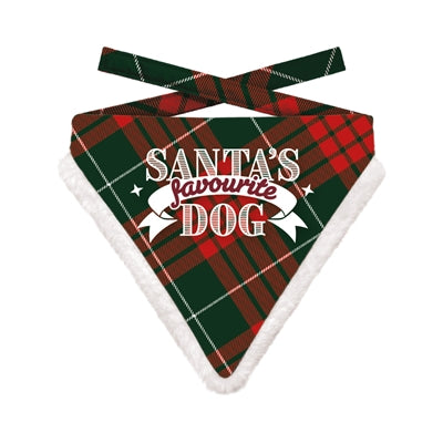 Afbeelding laden in galerijviewer, Plenty gifts Kerst bandana santa's favourite dog ruit rood groen
