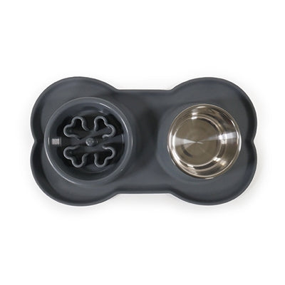 Afbeelding laden in galerijviewer, Rosewood Voerbak drinkbak dubbel slow feeder silicone
