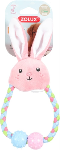 Afbeelding laden in galerijviewer, Zolux Puppy tiny pluche konijn met touw roze
