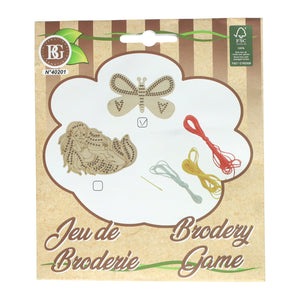 Borduursetje hout - incl. 3 kleuren garen en naald