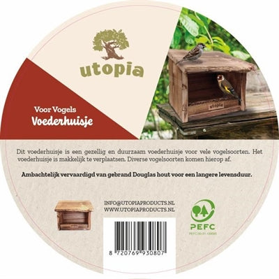 Afbeelding laden in galerijviewer, Utopia Vogel voederhuisje gebrand douglas hout
