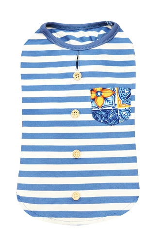 Afbeelding laden in galerijviewer, Croci T-shirt hond top maioliche gestreept blauw wit

