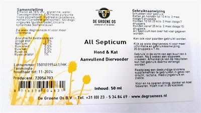 Afbeelding laden in galerijviewer, De groene os All septicum hond kat
