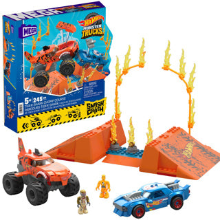 Afbeelding laden in galerijviewer, Mega bloks mega hot wheels monster trucks tiger shark chomp course
