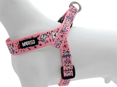 Afbeelding laden in galerijviewer, Morso mini hondentuig verstelbaar gerecycled sweet tweet roze
